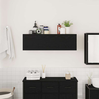 Kylpyhuoneen seinäkaappi musta 100x25x30 cm suunniteltu puu