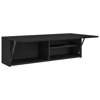 Kylpyhuoneen seinäkaappi musta 100x25x30 cm suunniteltu puu