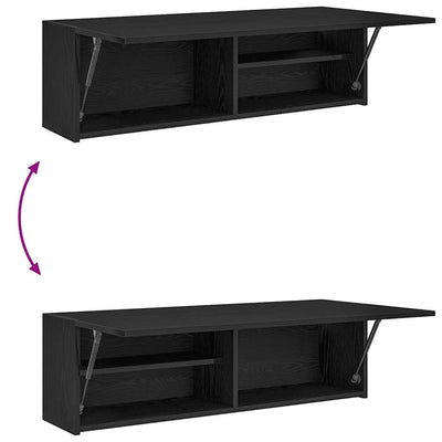 Kylpyhuoneen seinäkaappi musta 100x25x30 cm suunniteltu puu