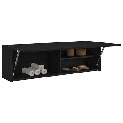 Kylpyhuoneen seinäkaappi musta 100x25x30 cm suunniteltu puu