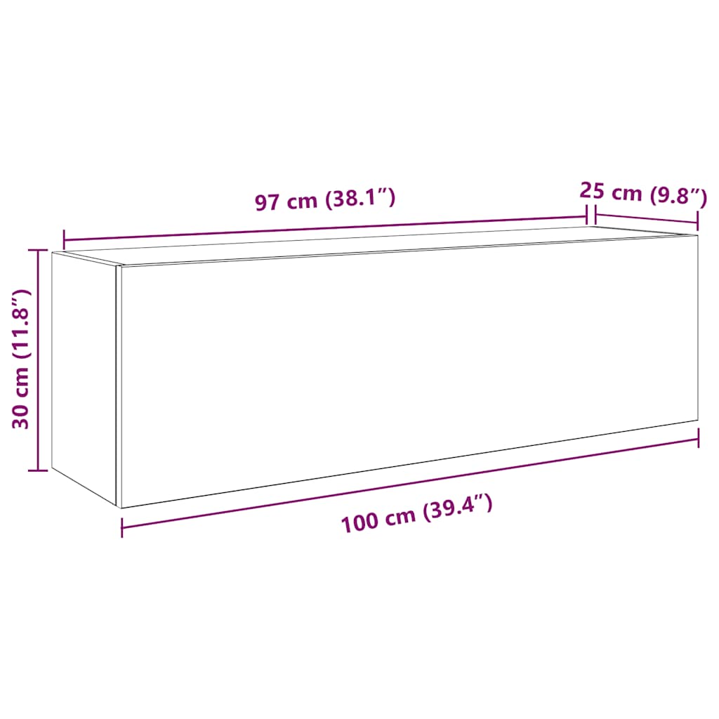 Betoninharmaa kylpyhuoneen seinäkaappi Vasalina 100x25x30cm (puinen)