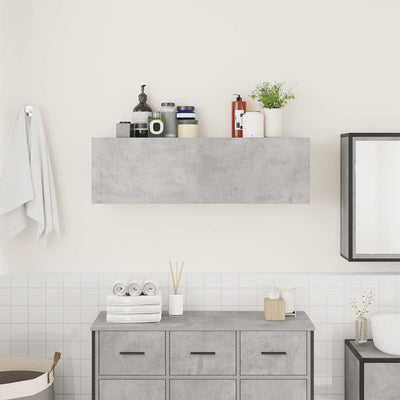 Kylpyhuoneen seinäkaappi betoninharmaa 100x25x30cm tekninen puu