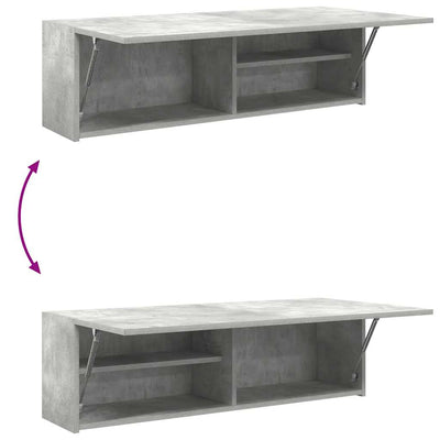 Kylpyhuoneen seinäkaappi betoninharmaa 100x25x30cm tekninen puu
