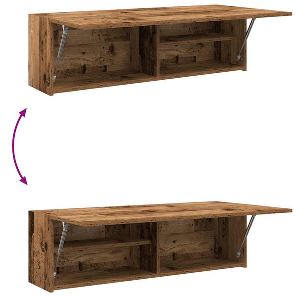 Kylpyhuoneen seinäkaappi vanha puu 100x25x30 cm tekninen puu