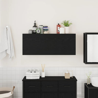 Kylpyhuoneen seinäkaappi musta 100x25x40 cm tekninen puu