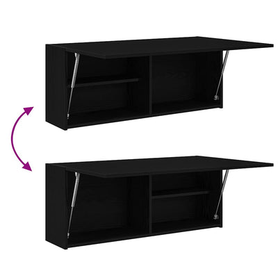 Kylpyhuoneen seinäkaappi musta 100x25x40 cm tekninen puu
