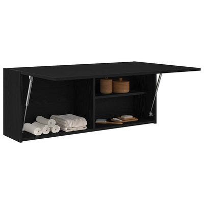 Kylpyhuoneen seinäkaappi musta 100x25x40 cm tekninen puu