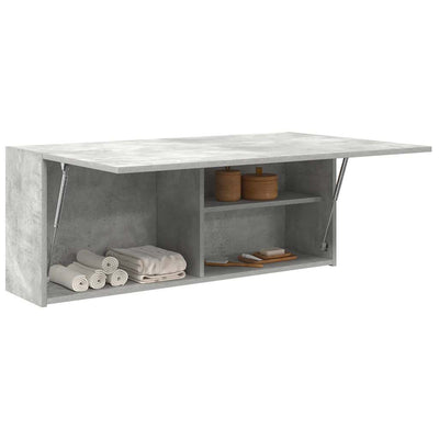Kylpyhuoneen seinäkaappi betoninharmaa 100x25x40cm tekninen puu