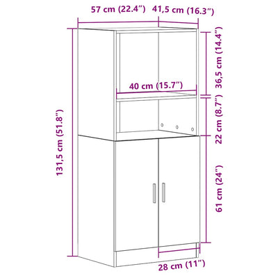 Valkoinen keittiökaappi Janu 57x41,5x131,5cm (puinen)