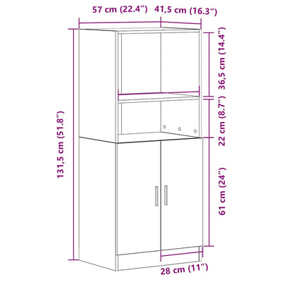 keittiökaappi Sonoma tammi 57x41,5x131,5 cm tekninen puu