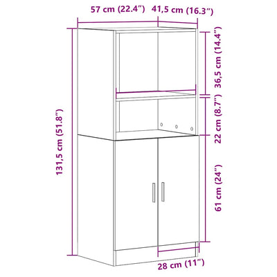 Keittiön kaappi ruskea tammi 57x41,5x131,5 cm tekninen puu