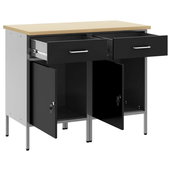 Työpöytäkaappi lukkoon 2 kpl Mustat ja harmaa 100 x 55 x 85 cm