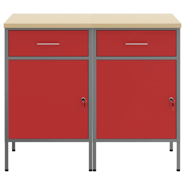 Työpöytäkaappi 2 kpl Punainen ja harmaa 100 x 55 x 85 cm