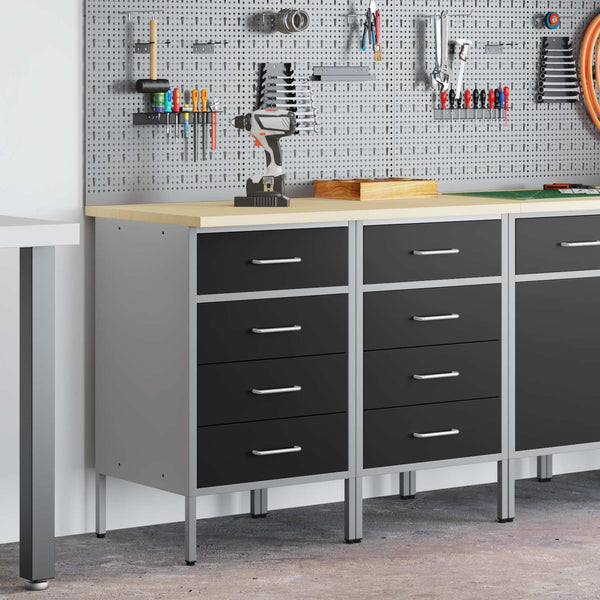 Työpöytäkaappi 2 kpl Mustat ja harmaa 100 x 55 x 85 cm