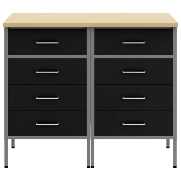 Työpöytäkaappi 2 kpl Mustat ja harmaa 100 x 55 x 85 cm