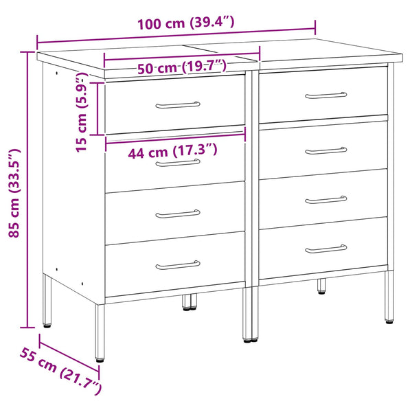 Työpöytäkaappi 2 kpl Mustat ja harmaa 100 x 55 x 85 cm
