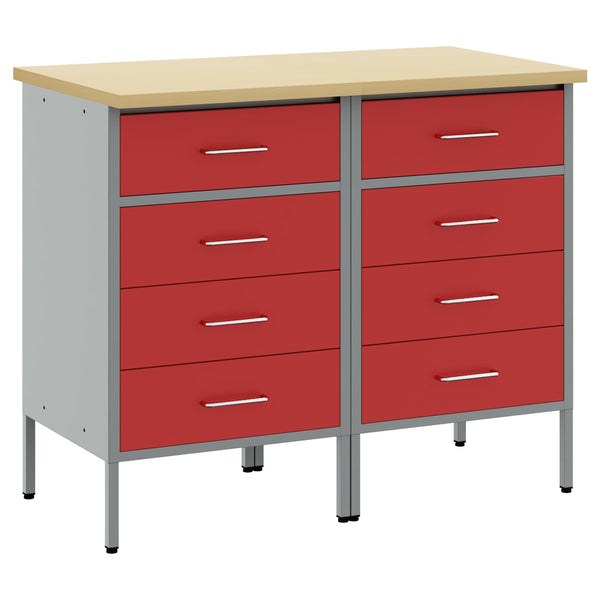 Työpöytäkaappi 2 kpl Punainen ja harmaa 100 x 55 x 85 cm