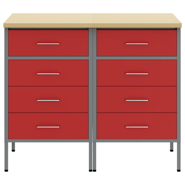 Työpöytäkaappi 2 kpl Punainen ja harmaa 100 x 55 x 85 cm
