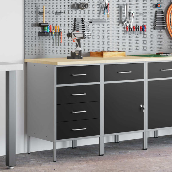 Työpöytäkaappi 2 kpl Mustat ja harmaa 100 x 55 x 85 cm