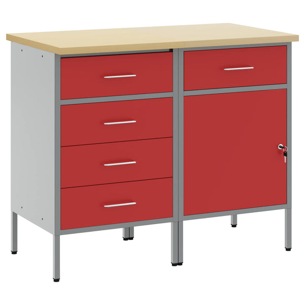 Työpöytäkaappi 2 kpl Punainen ja harmaa 100 x 55 x 85 cm