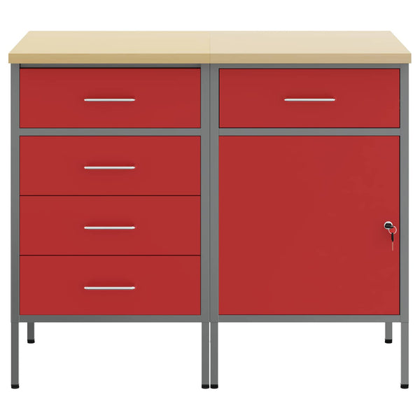Työpöytäkaappi 2 kpl Punainen ja harmaa 100 x 55 x 85 cm