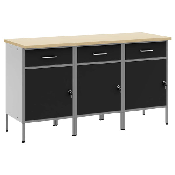 Työpöytäkaappi 3 kpl Mustat ja harmaa 150 x 55 x 85 cm
