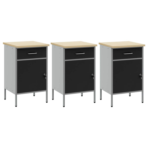 Työpöytäkaappi 3 kpl Mustat ja harmaa 150 x 55 x 85 cm