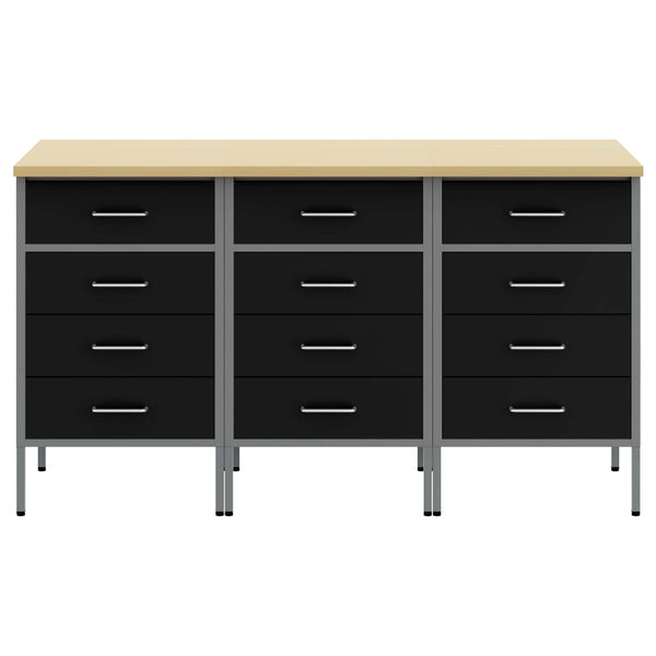 Työpöytäkaappi 3 kpl Mustat ja harmaa 150 x 55 x 85 cm