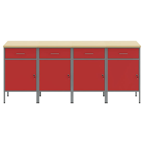 Työpöytäkaappi 4 kpl Punainen ja harmaa 200 x 55 x 85 cm