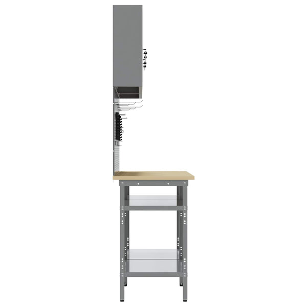 Työpöytäsetti 8 kpl Mustat ja harmaa Jauhemaalattu Teräs