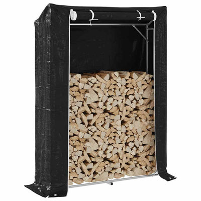 Galvanoitu polttopuuteline sadesuojalla Liginiu 150x40x200cm (teräs)