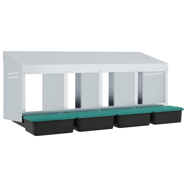 Galvanoitu kananpesälaatikko Alicia (4 lokeroa seinälle kiinnitettävä teräs)