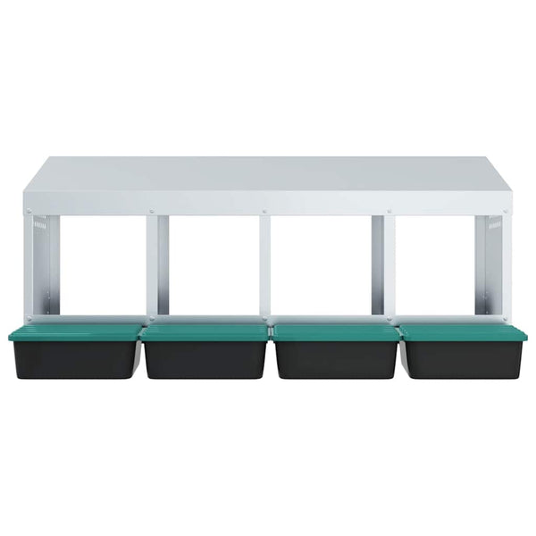 Galvanoitu kananpesälaatikko Alicia (4 lokeroa seinälle kiinnitettävä teräs)