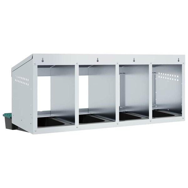 Galvanoitu kananpesälaatikko Alicia (4 lokeroa seinälle kiinnitettävä teräs)