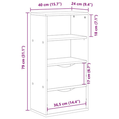 sivukaappi laatikoilla ODDA 40x24x79 cm massiivipuu mänty