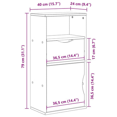 sivukaappi laatikolla ODDA 40x24x79 cm massiivipuu mänty