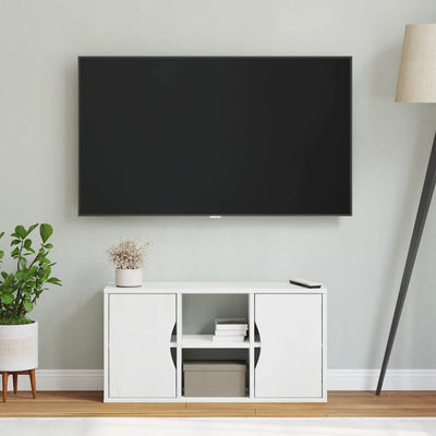 TV Kaappi ODDA Valkoinen 79x24x40 cm massiivipuu mänty
