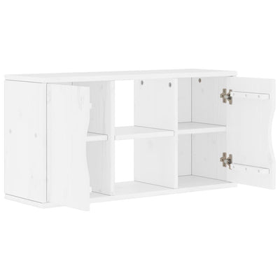 TV Kaappi ODDA Valkoinen 79x24x40 cm massiivipuu mänty