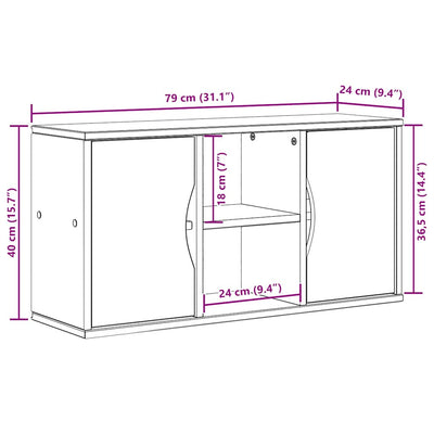 TV Kaappi ODDA Valkoinen 79x24x40 cm massiivipuu mänty