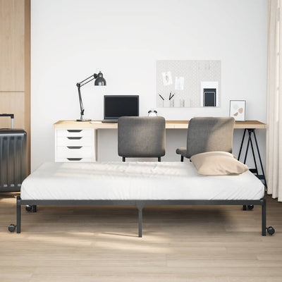 Sängynrunko ilman patjaa Taitettava musta 75x190 cm terästä