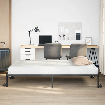 Musta sängynrunko ilman patjaa Radacs 90x200cm (taitettava, terästä)
