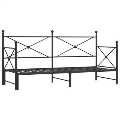 vidaXL-vuodesohva vyöryllä ilman patjaa Musta 80x200 cm Teräs