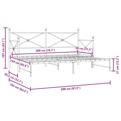 Musta vuodesohva vyöryllä ilman patjaa Giurgean 80x200cm (teräs)