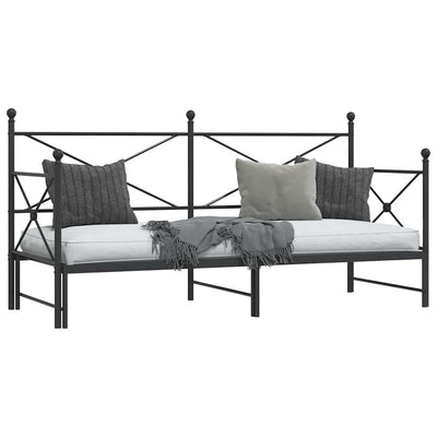 vidaXL-vuodesohva vyöryllä ilman patjaa Musta 80x200 cm Teräs