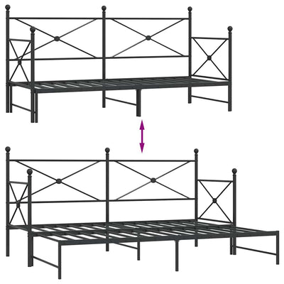 vidaXL-vuodesohva vyörykkeellä ilman patjaa Musta 90x200 cm Teräs