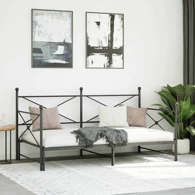 vidaXL-sohvasänky ilman patjaa Musta 100x200 cm Teräs