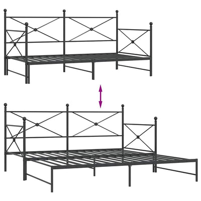 Musta sohvasänky Giurgean 100x200cm (ilman patjaa teräs)