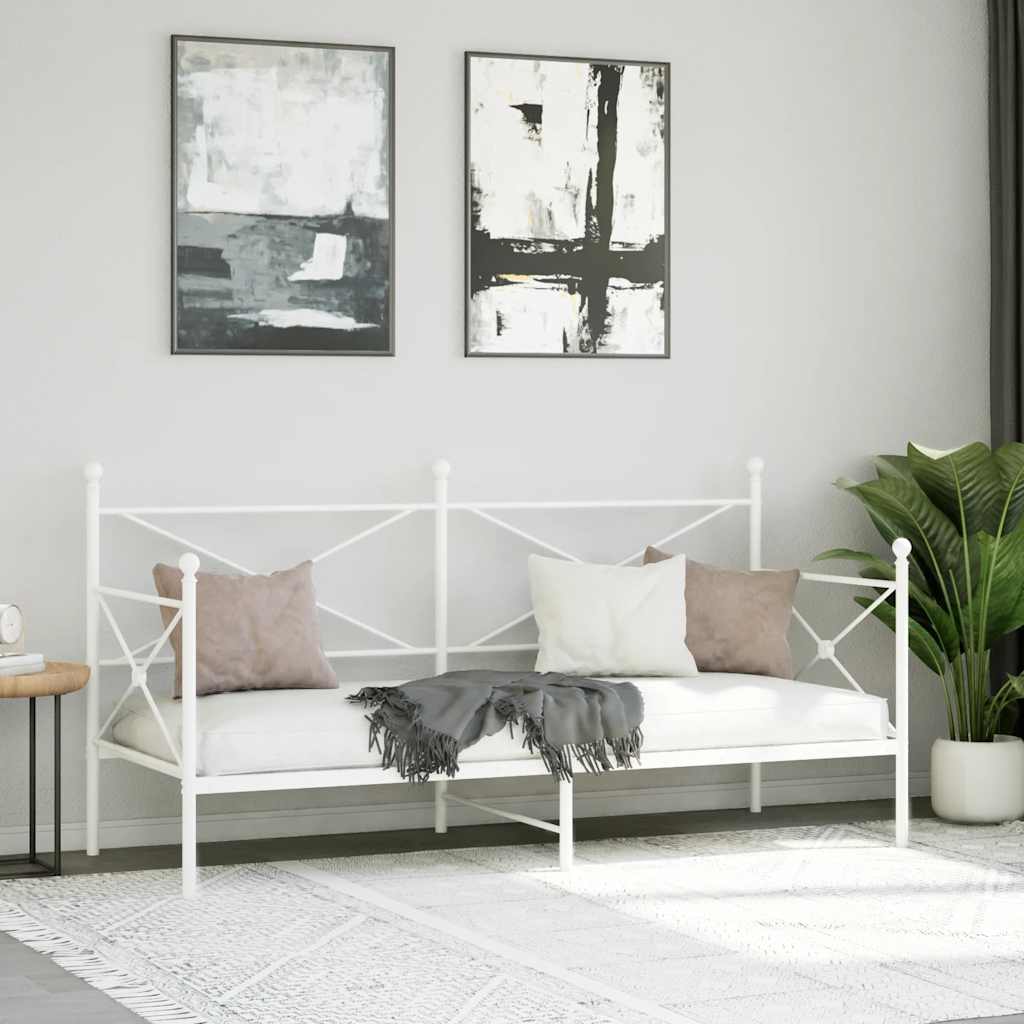 Valkoinen päiväsänky Giurgean 90x200cm (ilman patjaa teräs)