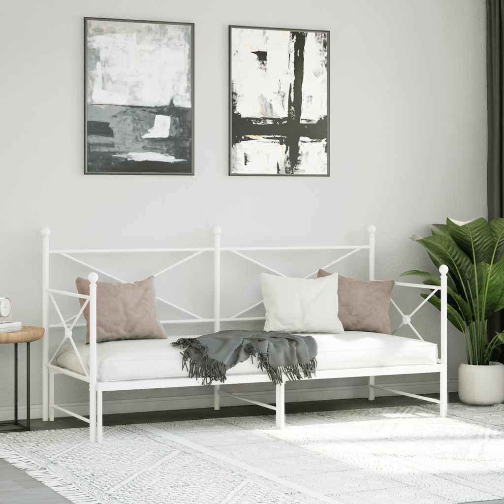 Valkoinen sohvasänky Giurgean 90x200cm (ilman patjaa teräs)