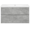 Betoninharmaa kylpyhuonekalustesarja Fl (2-osainen, puinen)